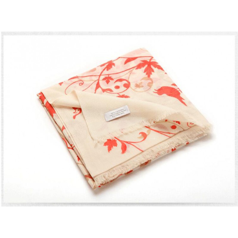 Pure Cashmere Scarves Orange Print Women Fashional Winter Scarf